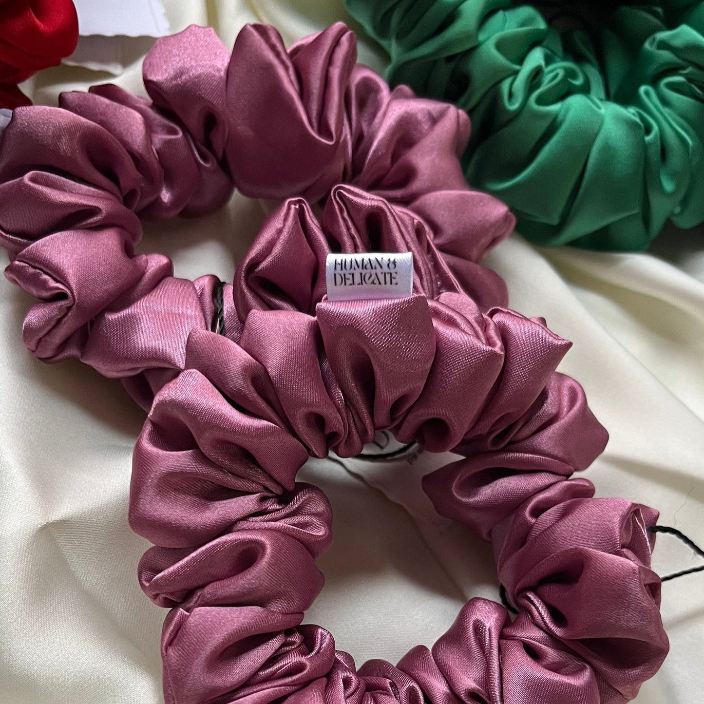 luxe pink bridal satin in pink mauve dusty rose is soft, silky and ecudes elegance in all hair types. Handmade in notts. Inspired by regency bridgerton coquette aesthetic