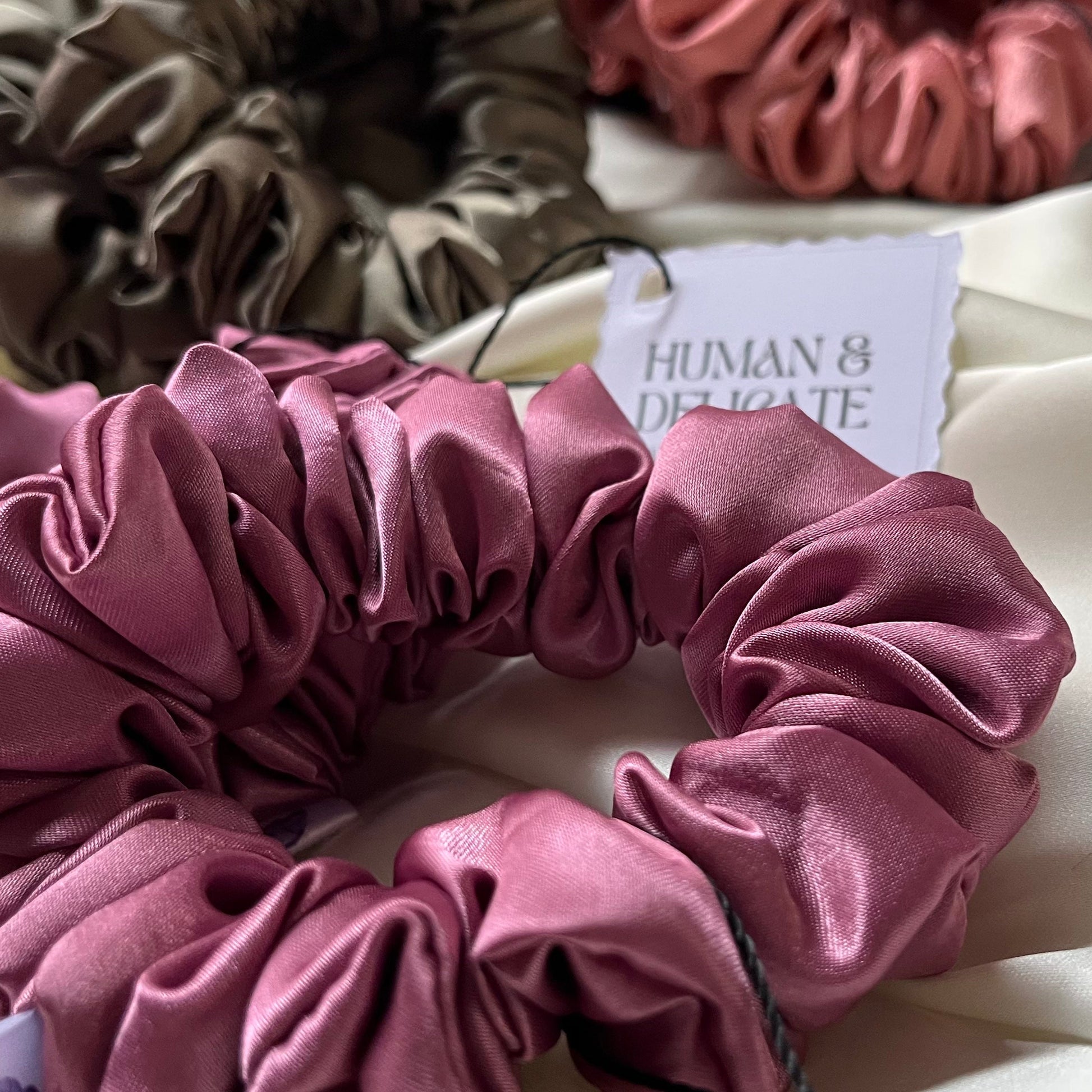 luxe duchess satin in pink mauve dusty rose is soft, silky and ecudes elegance in all hair types. Handmade in notts. Inspired by regency bridgerton coquette aesthetic 