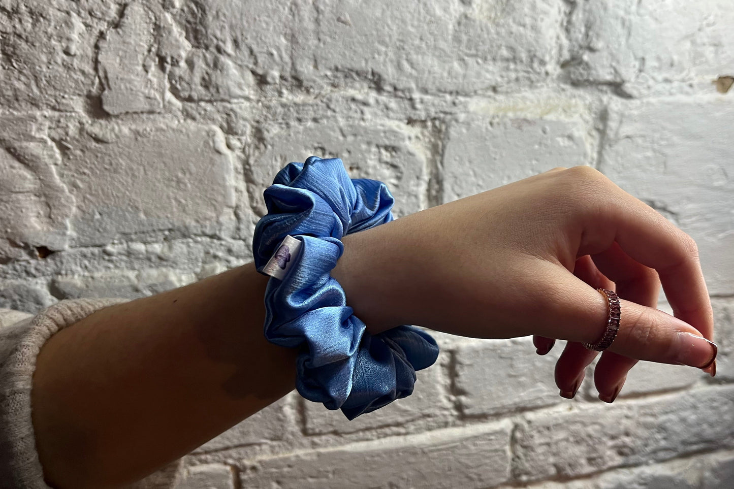 Daphne! | Blue Luxury Satin Mini Scrunchie [S]
