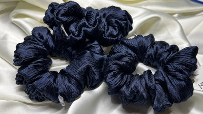 Starry Night | Navy Luxury Satin Mini Scrunchie [S]