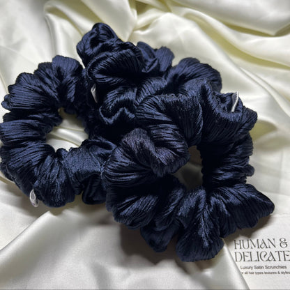 Starry Night | Navy Luxury Satin Mini Scrunchie [S]