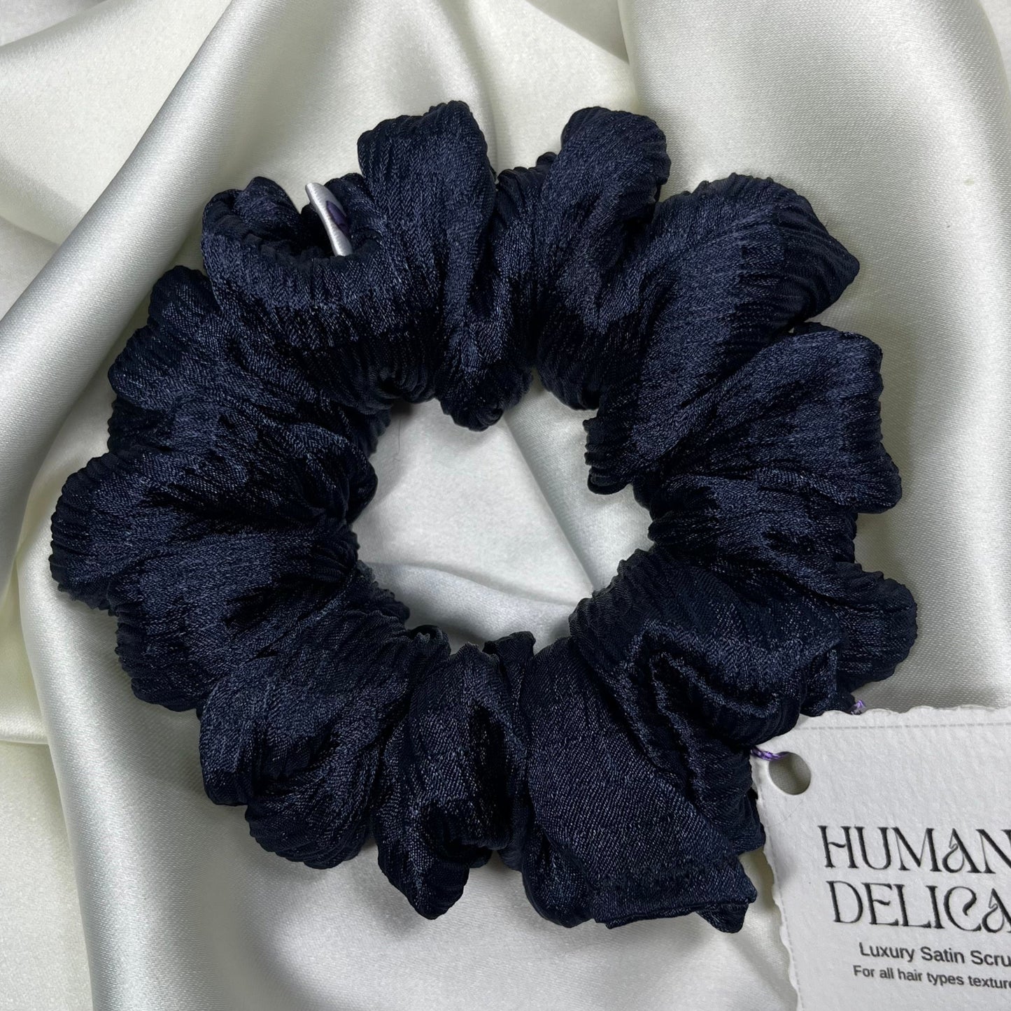 Starry Night | Navy Luxury Satin Mini Scrunchie [S]