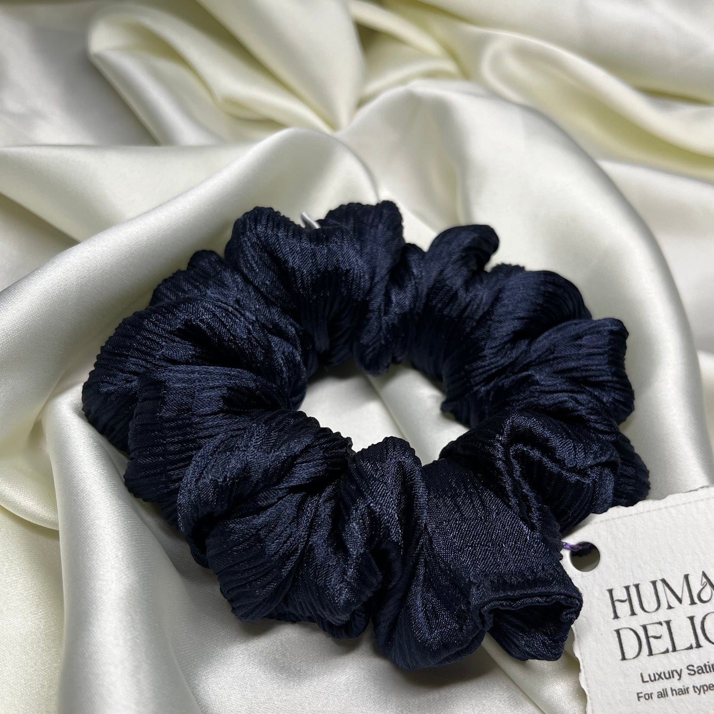 Starry Night | Navy Luxury Satin Mini Scrunchie [S]