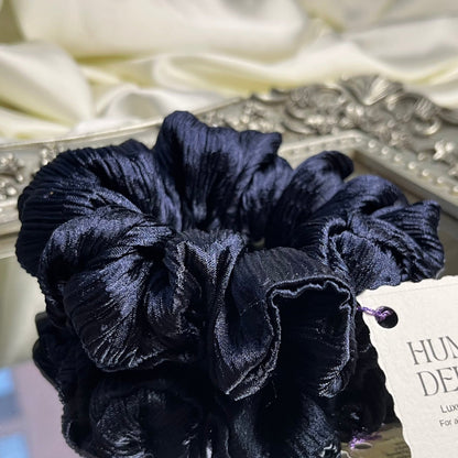 Starry Night | Navy Luxury Satin Mini Scrunchie [S]