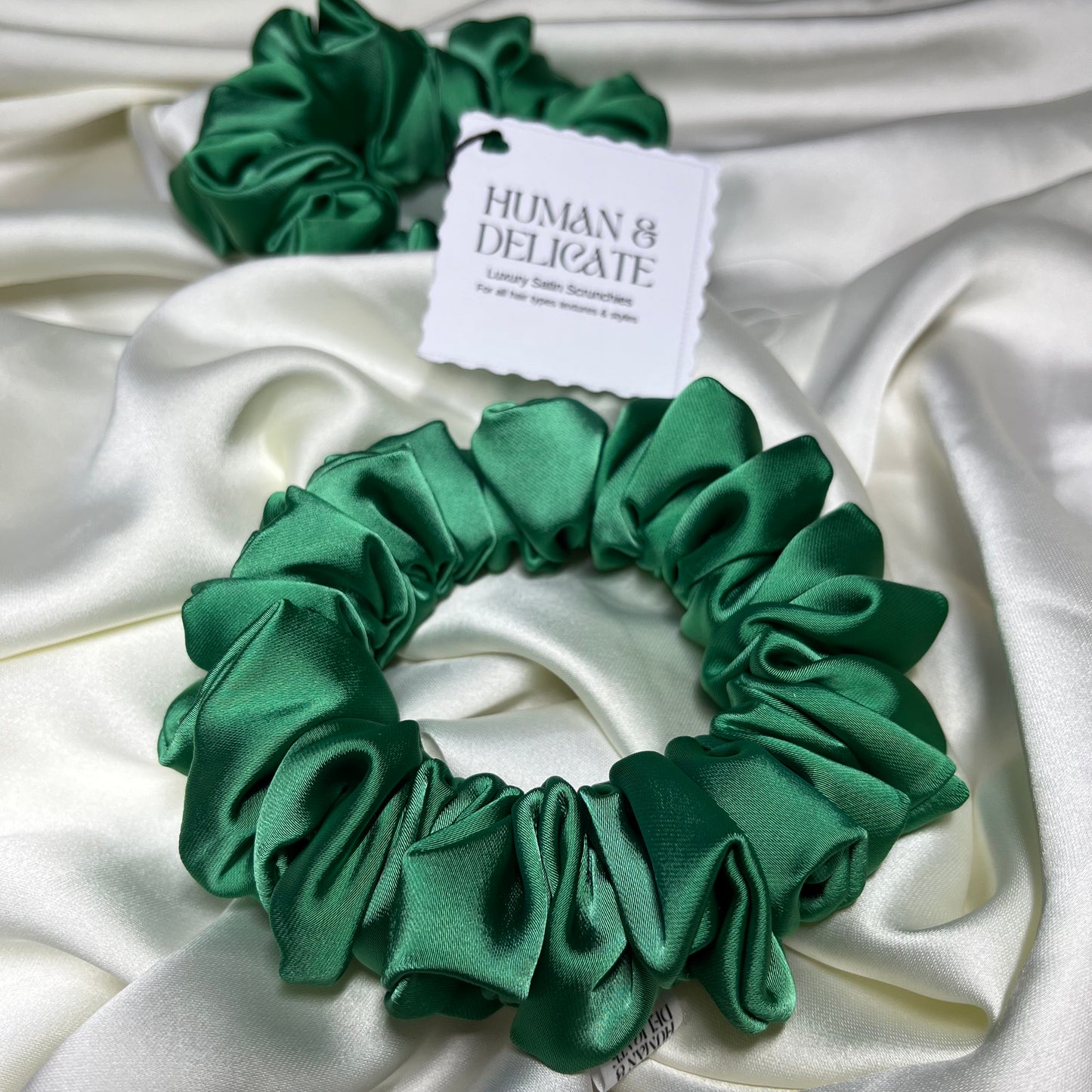 Ozwald | Emerald Green Luxury Satin Mini Scrunchie [S]