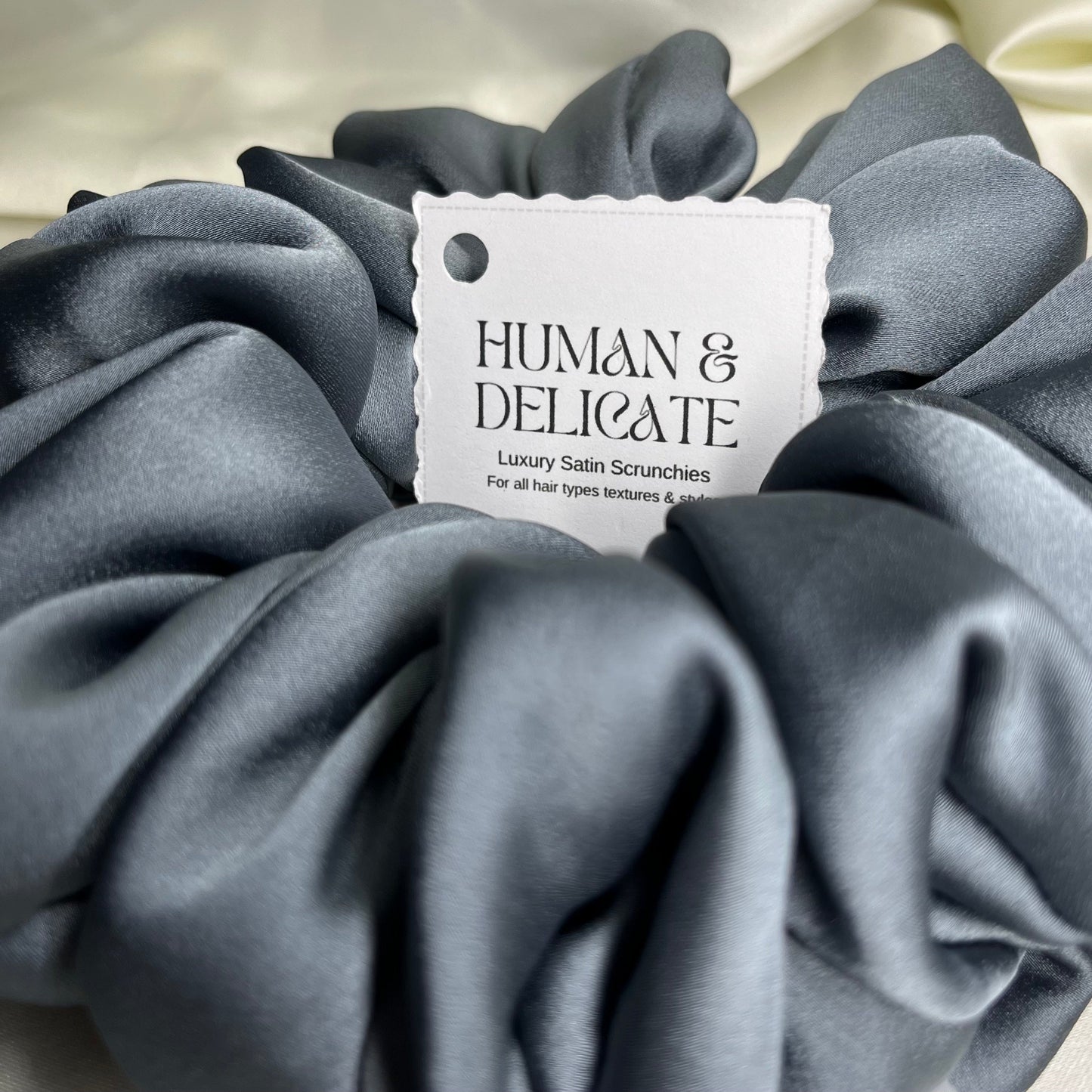 Celeste | Grey Luxury Satin Jumbo Scrunchie [XL]
