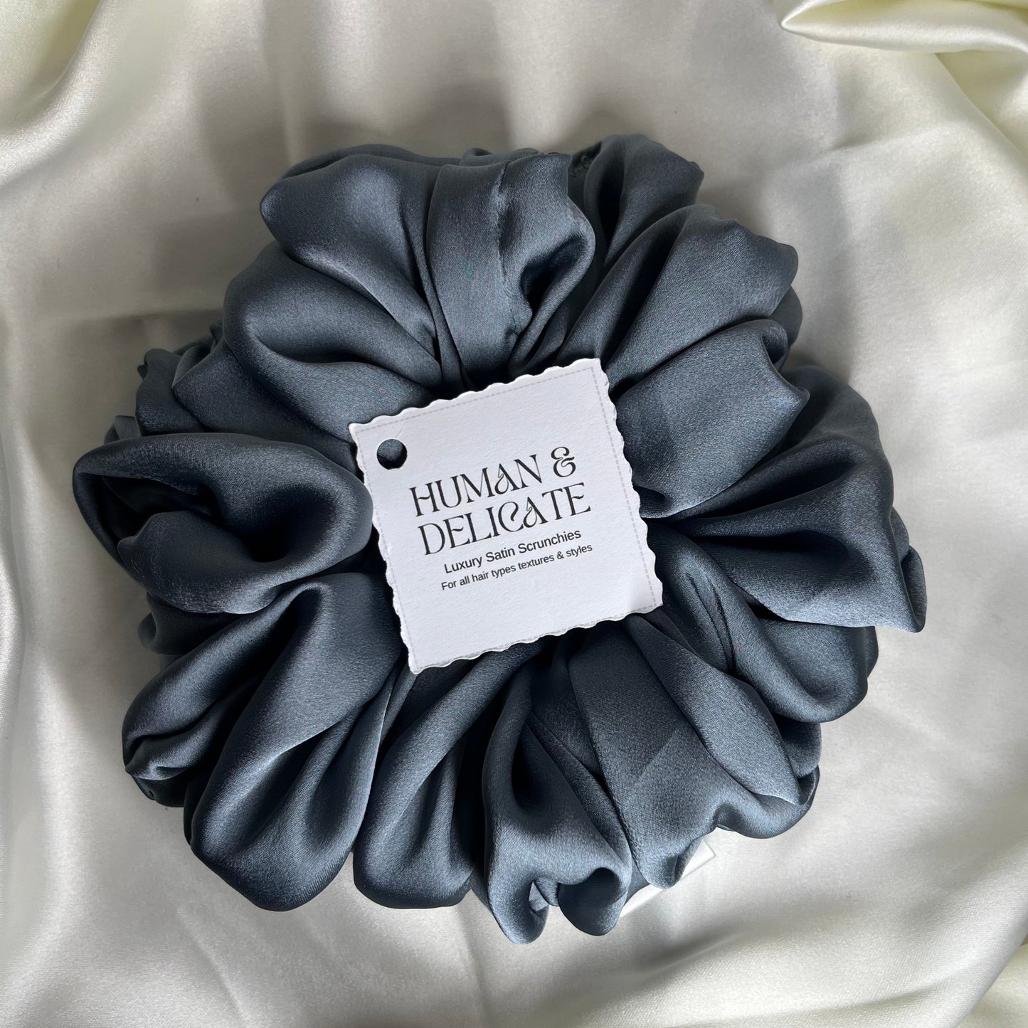 Celeste | Grey Luxury Satin Jumbo Scrunchie [XL]