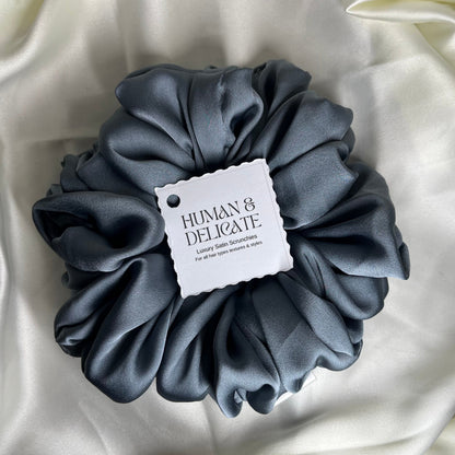 Celeste | Grey Luxury Satin Jumbo Scrunchie [XL]
