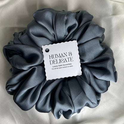 Celeste | Grey Luxury Satin Jumbo Scrunchie [XL]