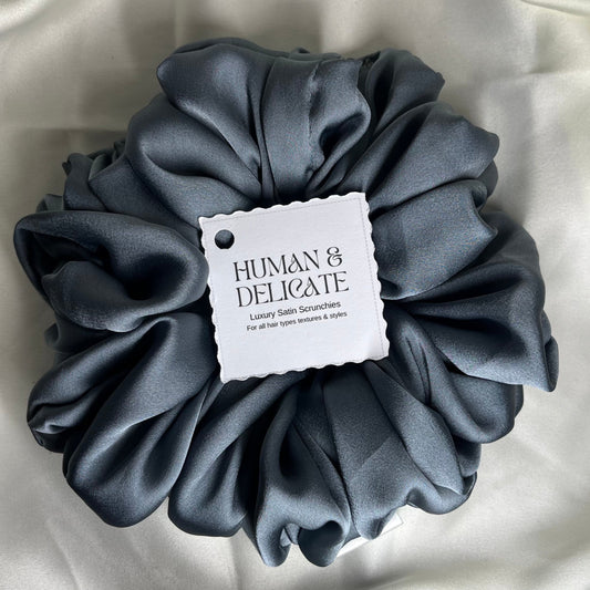 Celeste | Grey Luxury Satin Jumbo Scrunchie [XL]