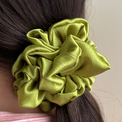 The Scrunch Who Stole xmas | Green Satin Mini Scrunchie [S]