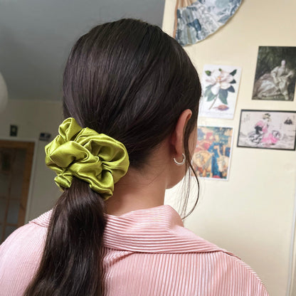 The Scrunch Who Stole xmas | Green Satin Mini Scrunchie [S]
