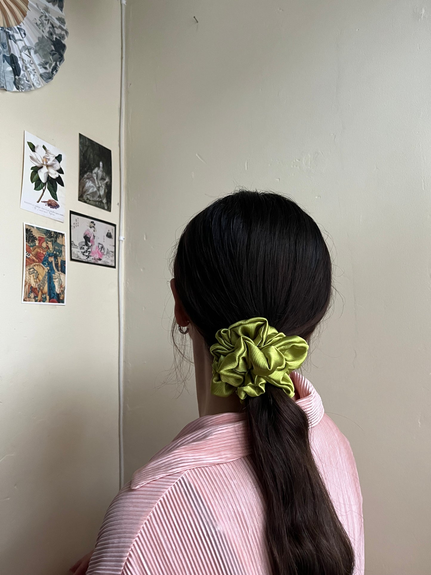 The Scrunch Who Stole xmas | Green Satin Mini Scrunchie [S]