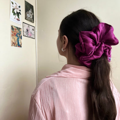 fuschia pink luxury taffeta oversized XXL scrunchie handmade in nottingham
