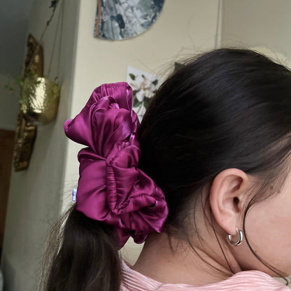 two tone shot taffeta with iridescent shine luxury XXL scrunchie handmade in nottingham