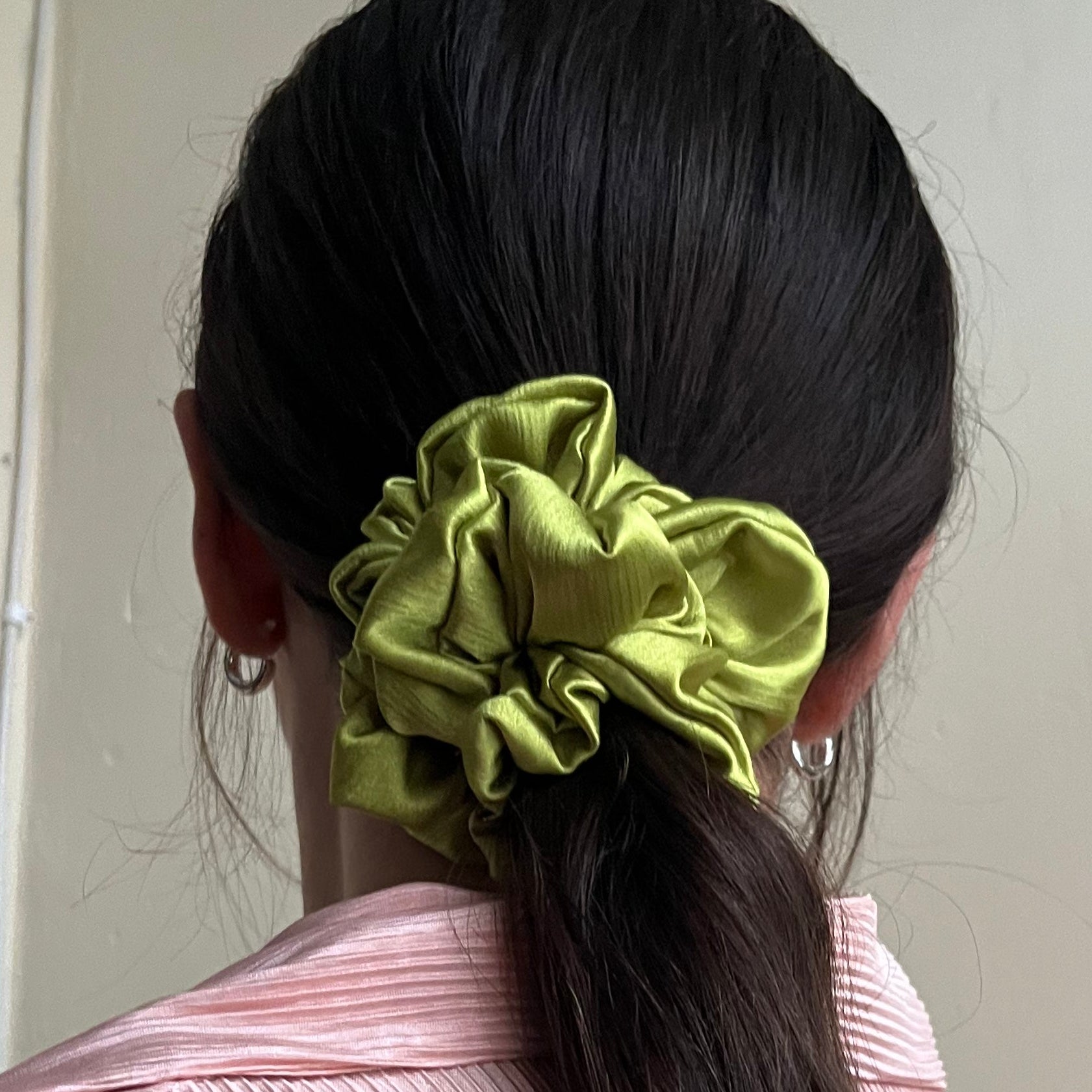 Mini petite luxury unique quirky hair accessory in chartreuse green. Inspired by the grinch. handmade sustainably in Nottingham