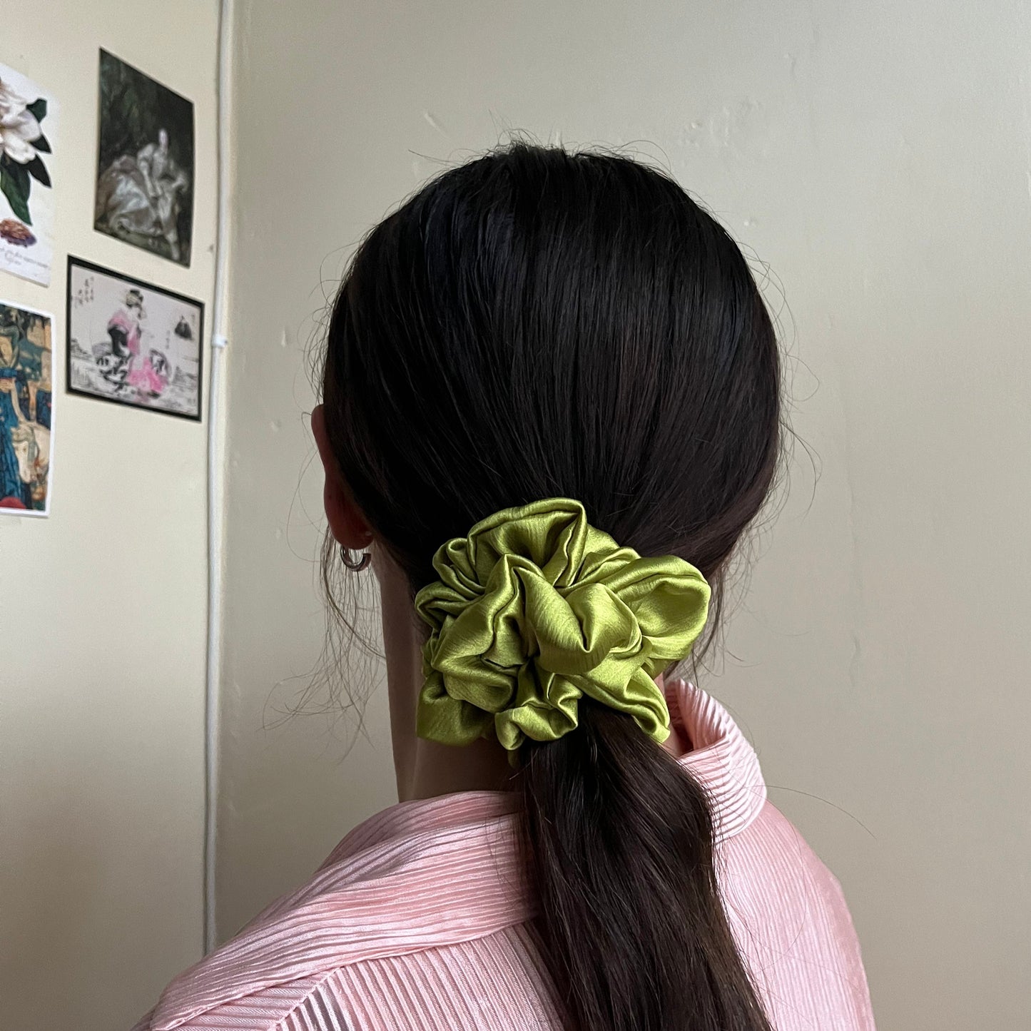 Mini petite luxury unique quirky hair accessory in chartreuse green. Inspired by the grinch. handmade sustainably in Nottingham